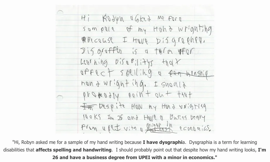 dysgraphia sample